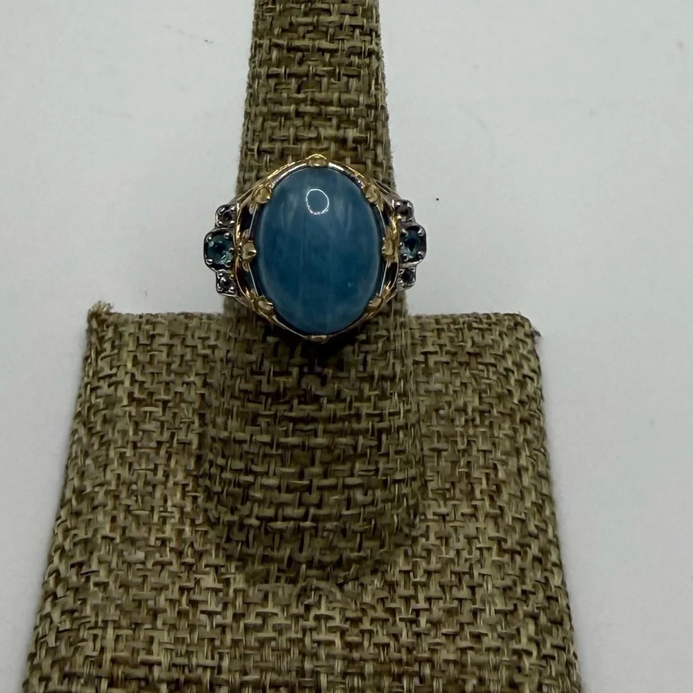 Gems En Vogue Aquamarine 925 Ring Sz 7.75